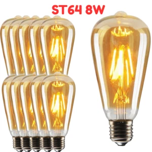 Lampadina LED E27 EDISON 8W ST64 vintage filamento retrò lampadina bianco caldo - Foto 1 di 16