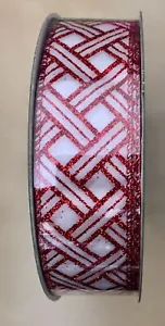 Kirkland Rainbow Red + White Pattern Christmas Ribbon 50 yards by 1.5 inch - Picture 1 of 3