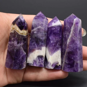 Varita hexagonal de curación con punta de piedra de cristal de cuarzo amatista púrpura natural - Imagen 1 de 7