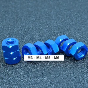 Dadi completi esagonali in lega di alluminio M3 M4 M5 M6 dado esagonale in alluminio anodizzato blu cielo - Foto 1 di 6