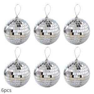 6PCS Christmas Tree Mirror Mini Disco Ball Baubles Cocktail Home Party Decors