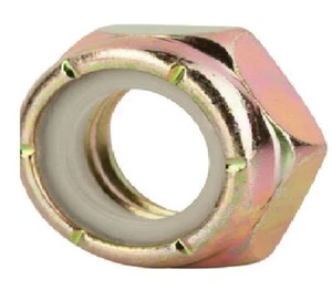 Qty 250 - 1/4"-20 Grade 2 Yellow Zinc Finish Steel Jam Nylon Insert Lock Nuts - Picture 1 of 2