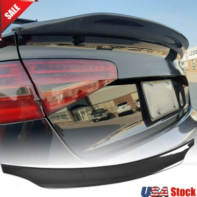 For Audi S5 RS5 Coupe 2009-2016 Real Carbon Highkick Rear Trunk Spoiler Wing Lip - Image 1 of 4
