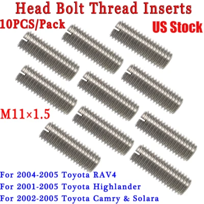 10PCS Head Bolt Thread Inserts M11x1.5 For Toyota Camry RAV4 Solara 2AZFE 2.4L Foto 1 de 4