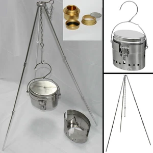 schwedisches Kochset M40 Edelstahl Kocher Kochgeschirr Spirituskocher, Dreibein - Bild 1 von 17