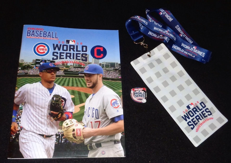 2016 World Series Chicago Baseball Magazine Program Cubs Ticket Lanyard Pin Lot  - Image 1 of 1