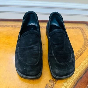 Donald J Pliner Womens Black Suede Leather Slip On Made in Italy Loafers Size 8 - Picture 1 of 8