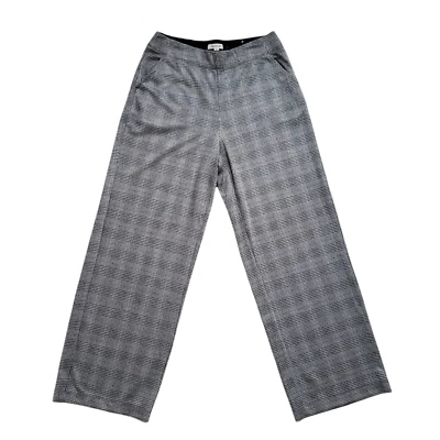 Max Studio Wide Leg Dress Pants Womens Medium Gray Houndstooth Trousers Office - Image 1 of 4