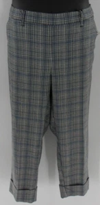 Women Plaid Dress Pants Trouser Elastic Back Plaid Blue White Black Size XL NWT - Picture 1 of 4
