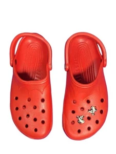 Crocs Unisex Womens 10-11 Mens 8-9 Red Classic Clogs Cows Charm Slip On Shoes - Picture 1 of 14
