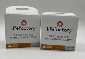 Pezón de silicona Life Factory Lifefactory etapa 3 6+ meses paquete de 2 - Imagen 1 de 4