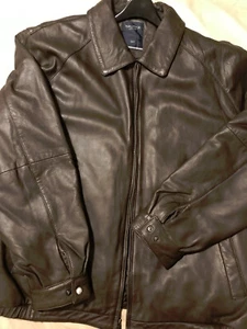 Chaqueta Bomber Nautica Para Hombre Marrón Cuero Suave Acolchada Cremallera Completa 3XT USADA EN EXCELENTE ESTADO $298 - Imagen 1 de 14
