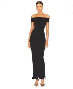 NBD Mirelle Black Off The Shoulder Gown Maxi Dress Size Small NWT - Picture 1 of 8
