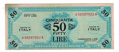 1943 ITALY ALLIED MILITARY 50 LIRE BANKNOTE M20a UNC. - Image 1 of 2