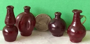 Vintage mundgeblasene Glas Puppenhaus Miniatur Micro kleine Vase Krug rot x4 - Bild 1 von 4