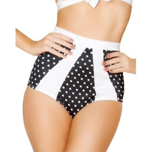 Polka Dot High Waisted Shorts Retro Pinup Style White Trim Black SH3120 S/M - Picture 1 of 5