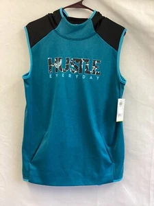 Old Navy Active Cut Off Hustle hoodie Turquoise Black boys Youth sz XXL 14 NWT - Picture 1 of 8