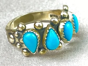 Vintage Wheeler Sterling Silver & Turquoise Ring - Size 5.25 / 4.2g - Picture 1 of 12