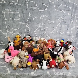 TY Beanie Babies Lot of 37– Wildlife, Zoo, Farm Animals Heart Tags Attached - Picture 1 of 14