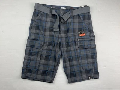 Urban Pipeline мужчин 32 грузовой супер гибкий синий/серый в полоску шорты новый с Ярлыками - Изображение 1 из 4