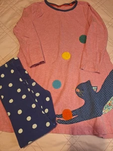 Mini Boden Outfit Size 6-7 2 Sided Embroidered Cat With Leggings - Picture 1 of 8