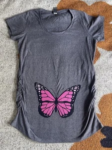 Womens Size Medium Gray Bloom Maternity Butterfly Tee - Picture 1 of 7