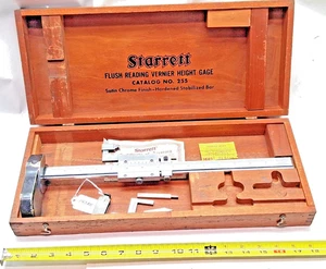 STARRETT No. 255 Machinists 14" Vernier Height Gage in Wooden Storage Box, USA - Picture 1 of 7