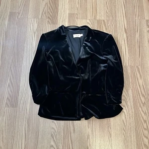 NWT Eliza J Jacket Womens L Black Velour Blazer Evening Dressy Cocktail - Picture 1 of 7