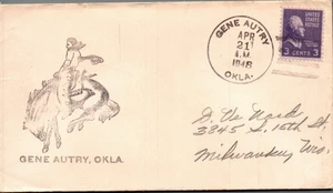 GENE AUTRY OKLA. 1948  STAMPED CACHET POSTAL COVER TO MILWAUKEE, WIS. - Picture 1 of 2