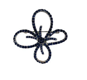 Brosche Anstecknadel silberfarben blau Strass Blumen - Bild 1 von 10