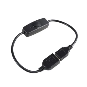 USB Extension Cord Wire with Indication Light and Switches 32cm Length Black - Afbeelding 1 van 8