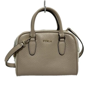Auténtico FURLA - Bolso de mano de cuero beige crema - Imagen 1 de 8