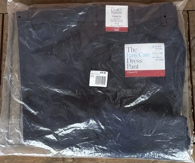 Pantalones de vestir Croft& Barrow corte clásico, frente plano fácil cuidado 40 X 32 azul marino, nuevos en paquete Foto 1 de 4