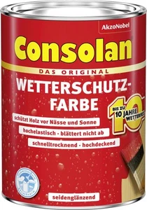 Consolan Wetterschutz-Farbe 2,5L weiß Außen deckend Holzfarbe Holzschutzfarbe - Bild 1 von 1