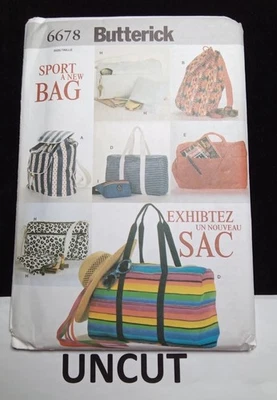 BUTTERICK UNCUT Pattern 6678 Sport Bags Tote Duffle Backpack Handbag 7 Types - Image 1 of 4