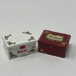 Vintage Dollhouse Miniature Recipe Box Bread Box Metal Painted Kitchen - Picture 1 of 4