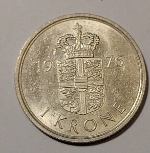 * Dänemark * 1 Krone * Kupfer-Nickel * 1976 * Zustand 1+ * - Bild 1 von 2