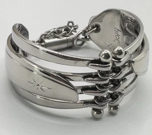 Vintage Fork Bracelet: Stainless Steel, Artisan Crafted In Victoria BC, 7” Long - Picture 1 of 12