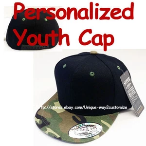 Cappello Berretto Personalizzato Bambini Giovani Snapback Snapback Schiena ***NERO/MIMETICO*** MIMETICO - Foto 1 di 5