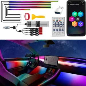 Car Acrylic Interior LED Strip Lights with USB, Ambient Lighting for Cars SUV Tr - Picture 1 of 16