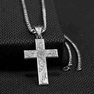 Twister Mens Jewelry Necklace Chain Scroll Cross Silver 32106 - Picture 1 of 2