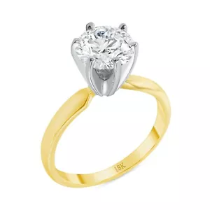 1 Karat runder Schnitt Solitär Verlobung Hochzeit Versprechen Ring massiv 18K Gelbgold - Bild 1 von 3
