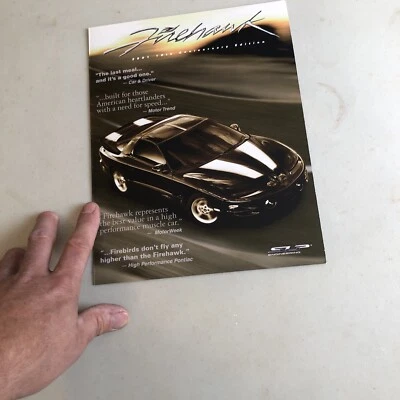 Pasta folheto 2001 Pontiac Firebird SLP Firehawk - Imagem 1 de 3