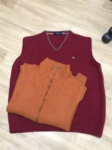 BURBERRY london GILET waistcoat Lambs WOOL SWEATER Pullover MENS SIZE S lot of 2 - Picture 1 of 11