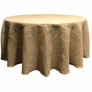 5 Round 120" Burlap Natural Refined Jute Tablecloth 100% 5ft feet Table USA - Picture 1 of 3