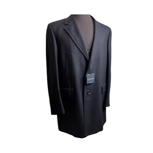 CANALI MEN COAT Wool Jacket Fit Black Overcoat Brown Stripe 44R EU 54 - Picture 1 of 16