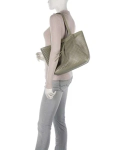 Patrizia Pepe - City Summer Tote bag grained calfskin greygreen BNWT - Picture 1 of 5