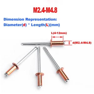 Red Copper Pop Rivets / Half Round Head Open Type Round Head Pull Cap Screws - Picture 1 of 29