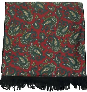 VINTAGE BURTON RED/BLACK MIX PAISLEY WOOL BACKED SCARF - Picture 1 of 5