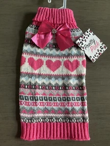 Simply Wag SUÉTER MULTICOLOR CON CORAZONES ROSA Cachorro/Perro PEQUEÑO - Imagen 1 de 2